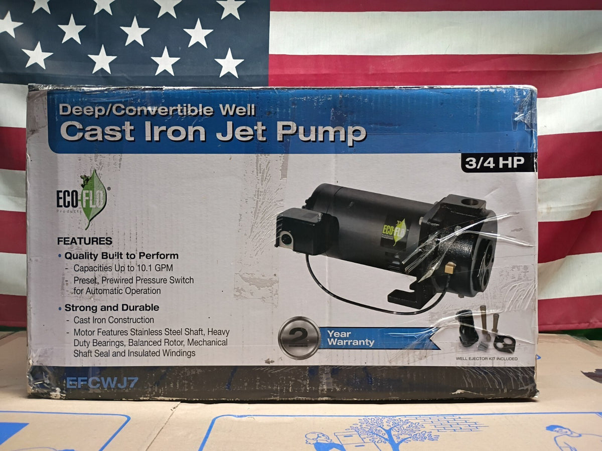 ECO FLO EFCWJ7 3/4 HP 115/230V Convertible Deep Well Jet Pump  Open Box