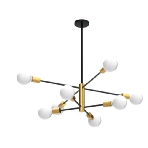 Sputnik Chandelier Black Gold Linear Ceiling Light 8-Light Kaisite KST-8006 OB