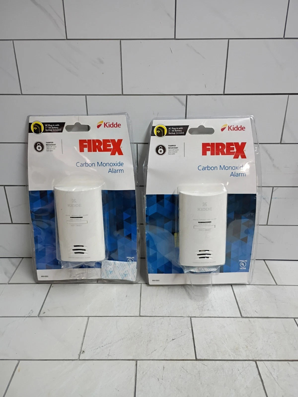 2pk Kidde Firex Plug-In Carbon Monoxide Detector, AA Battery Backup, Open Box