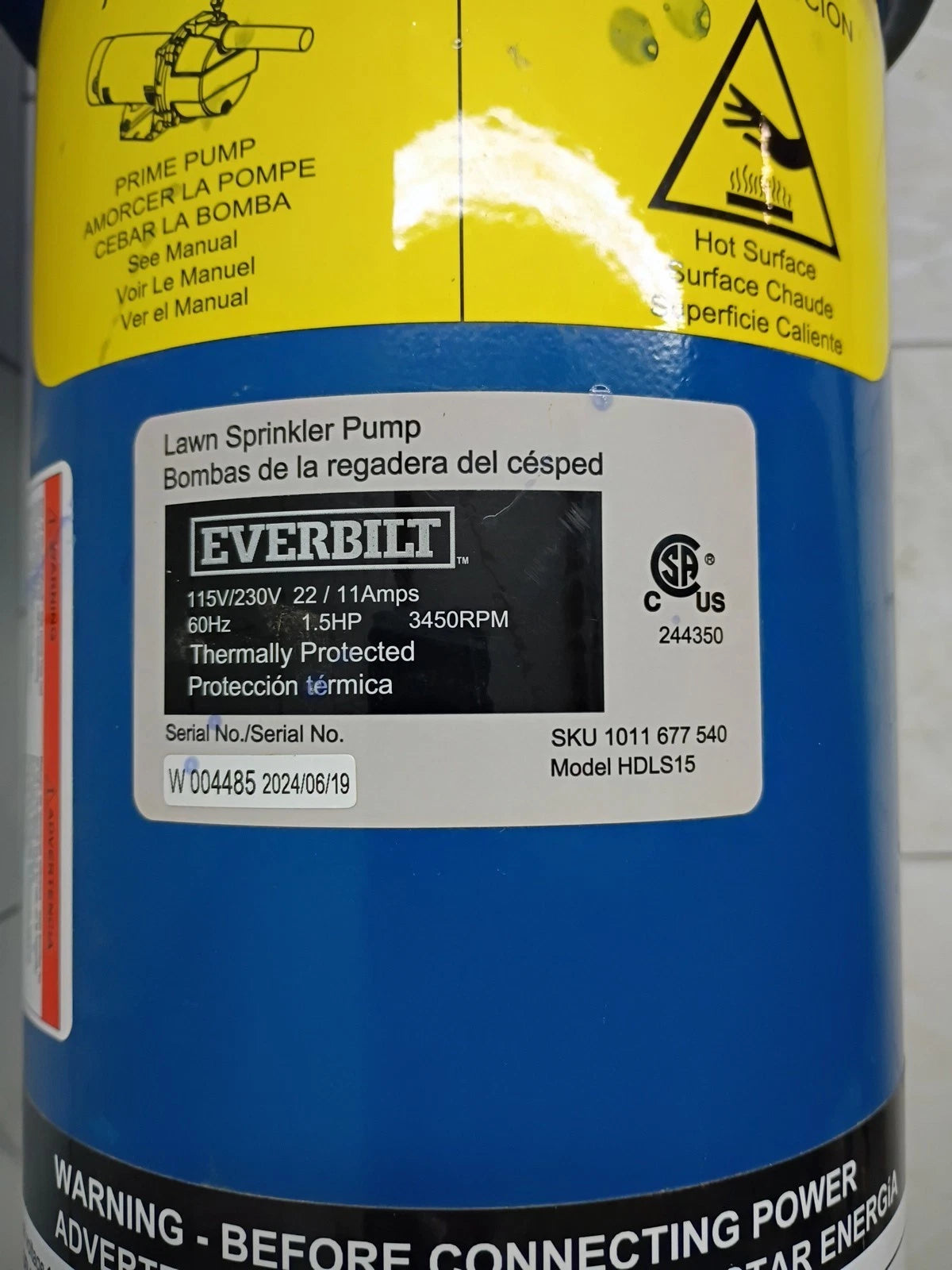 Everbilt 1-1/2 HP Cast Iron Lawn Irrigation Pump 115 /230 Dual Voltage FOR PART.