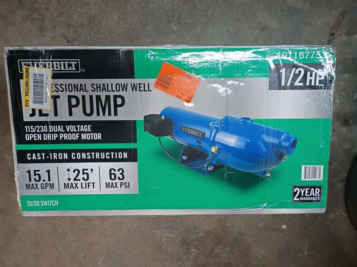 Everbilt HDSWJ5 Shallow Well Jet Pump Cast Iron 1/2HP FOR PARTS