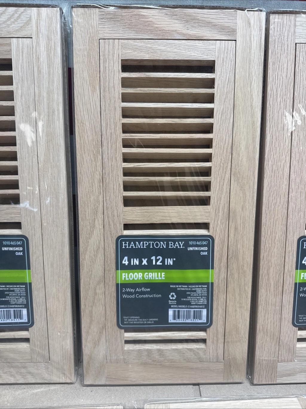 LOT OF 7 4 x 12 Unfinished Oak Wood Flush Mount Floor Grille Grill