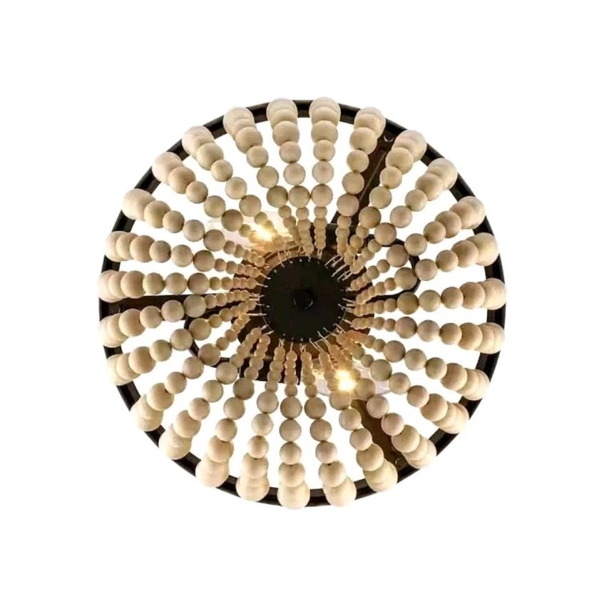Hampton Bay Cayman 13 in. 2-Light Bronze and Faux Wood Beaded Semi-Flush Mount