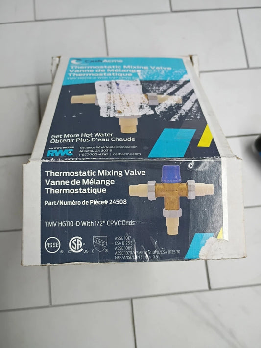 Cash Acme 24504 TMV HG110-D 1/2" CPVC Thermostatic Mixing Valve New Open Box