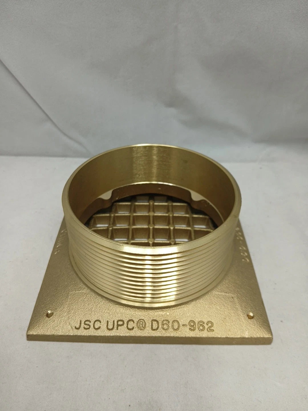 5" Square Brass Strainer w/ 3-1/2" Metal Spud. Jones Stephens