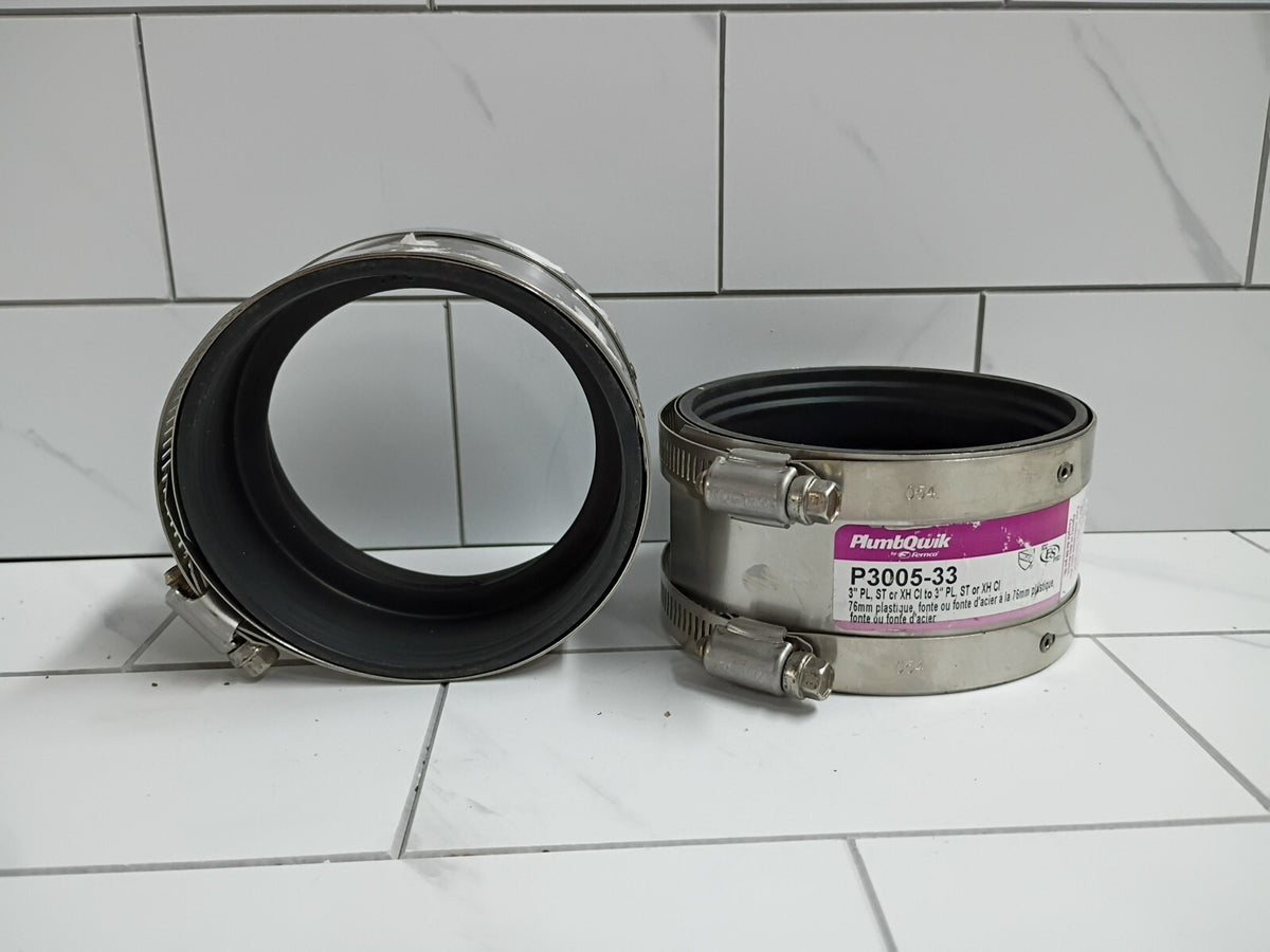 2PK Fernco P3005-33  3 in. No Hub Coupling Pl/St/Ci X pl/St/Ci
