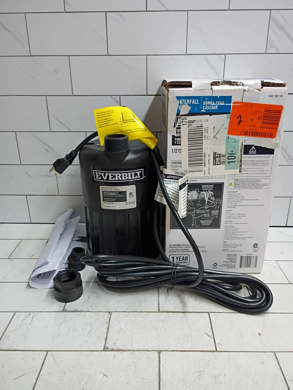 Everbilt 1/2 HP Waterfall Submersible Utility Pump SUP80-HD NEW OPEN BOX
