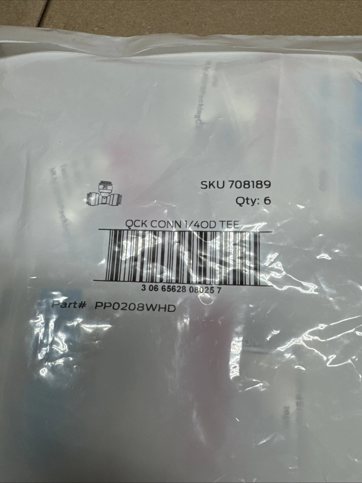 6- Pack JOHN GUEST 1/4 in. O.D. Push-To-Connect Polypropylene Tee Fitting