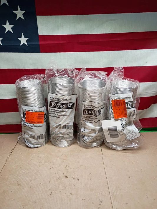 Lot of 4 Everbilt 8' x 4" Dia Flexible Dryer Transition Duct 69019HD Aluminum