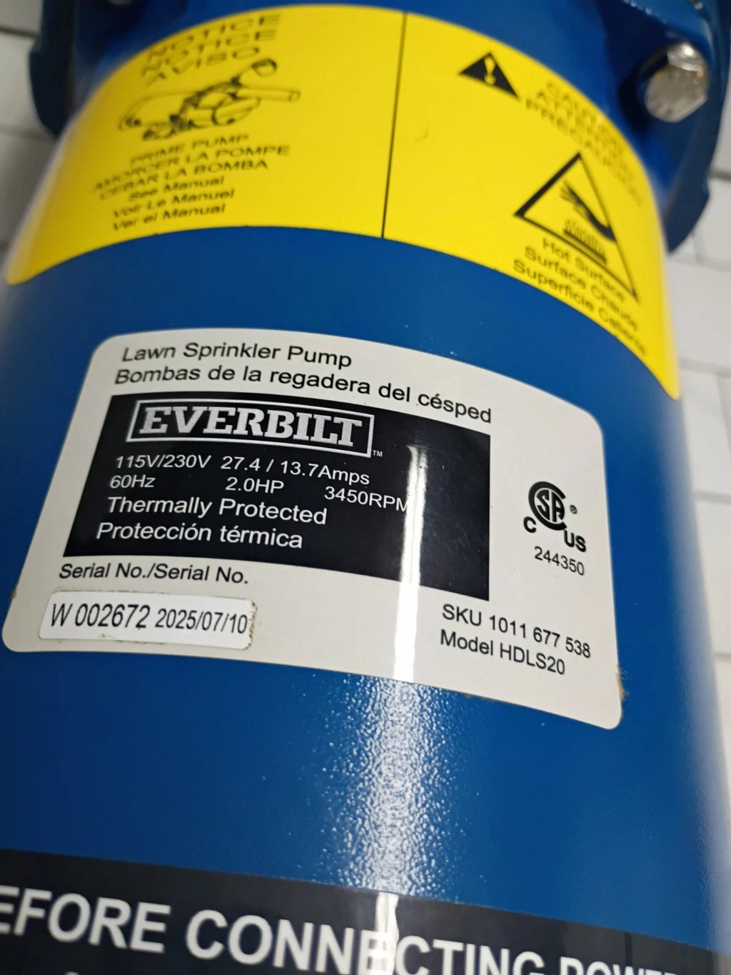 EVERBILT HDLS20 Professional Irrigation Pump Cast Iron 2HP NEW OPEN BOX