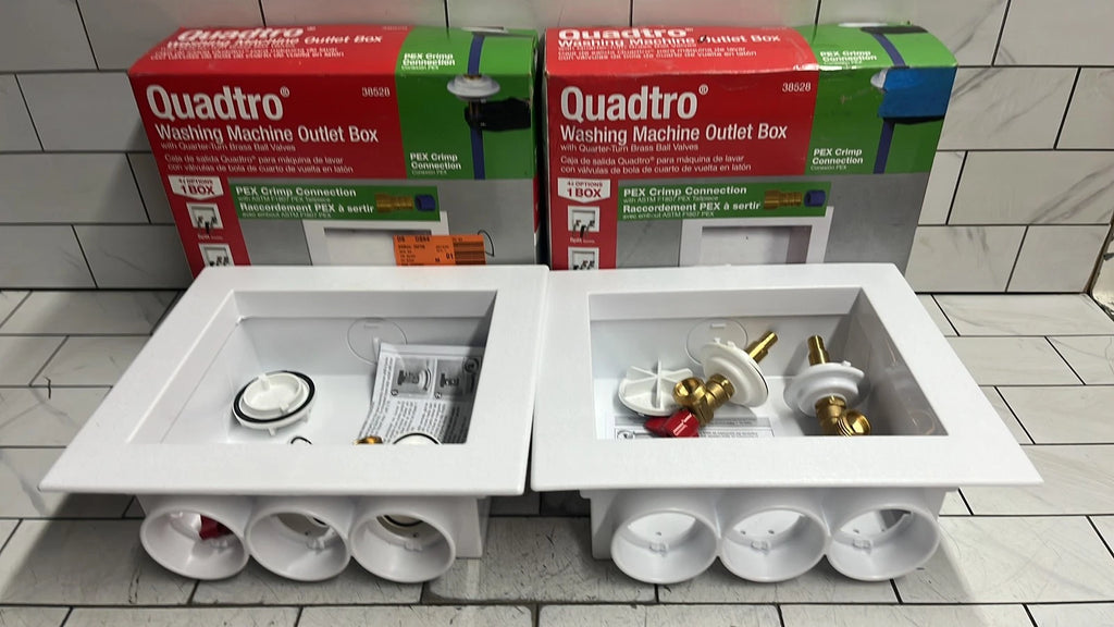 (2 Pack) Oatey Quadtro 38528 Washing Machine Outlet Box With PEX Crimp Valves OB
