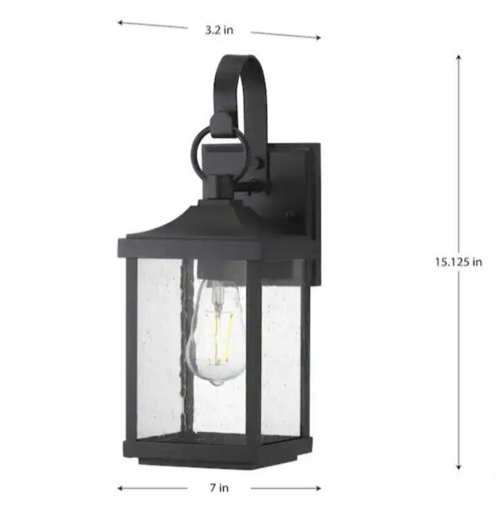 Progress Lighting Park Court 15 in. 1-Light Textured Black Outdoor Wall Lantern