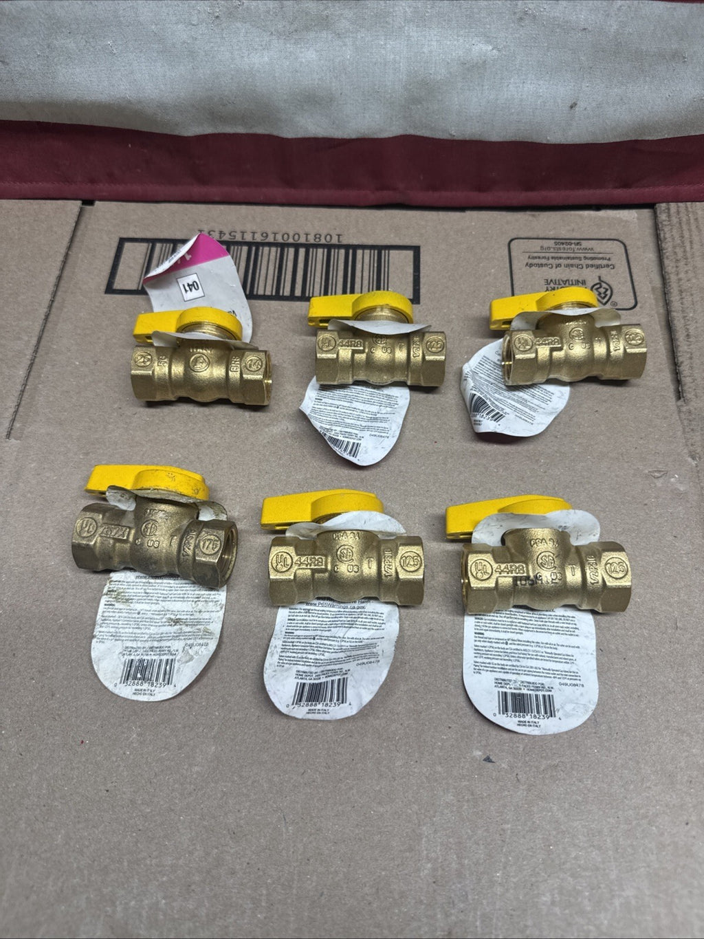6PK Everbilt 1/2 in. Brass Lever-Handle FPT 1-Piece Body Gas Ball Valve