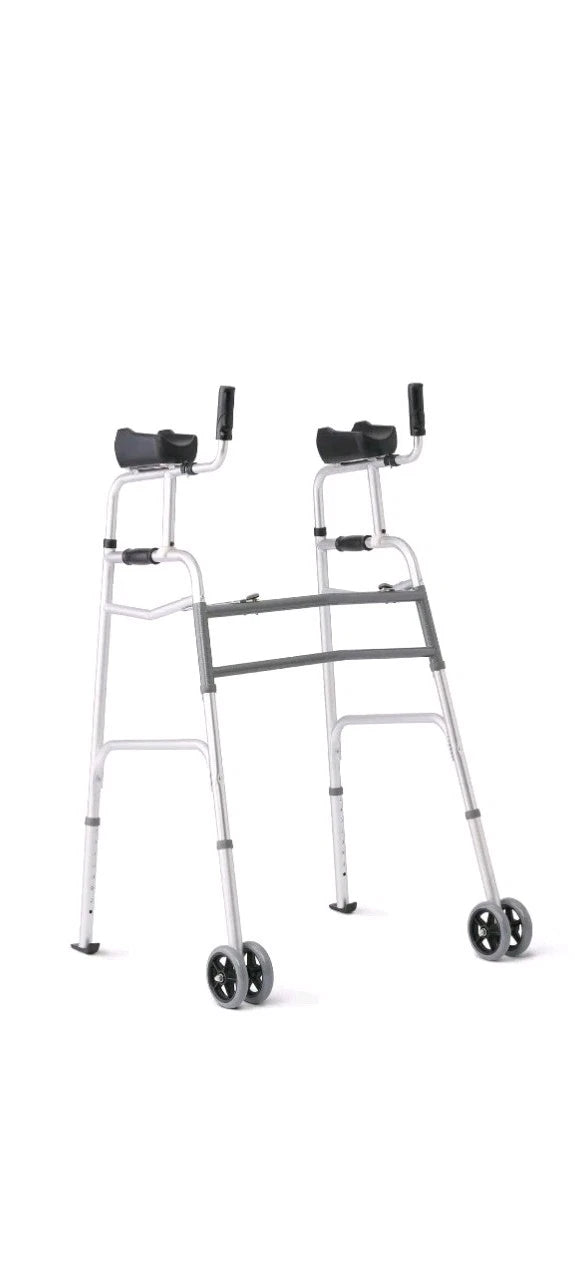 NEW Medline Upright Forearm Armrest Stability Walker 5” Dual Wheels Height. OB