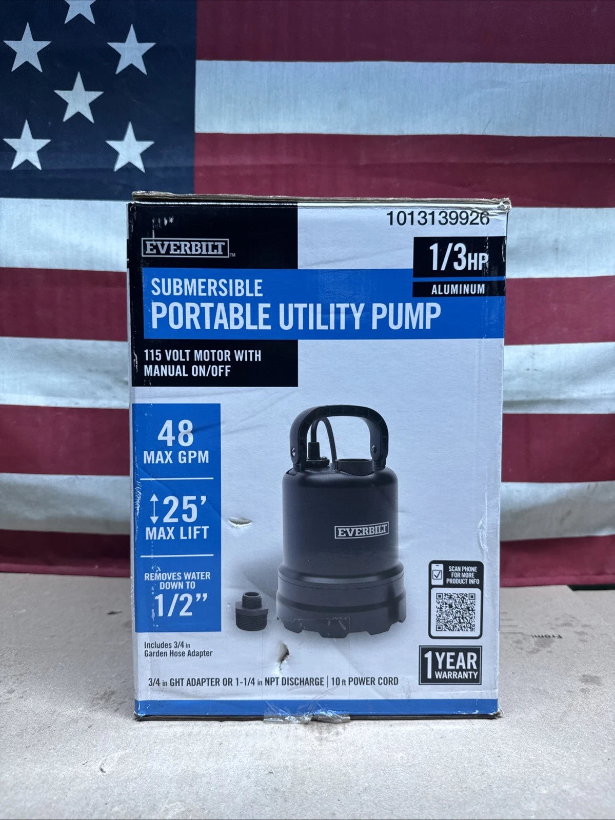Everbilt 1/3 HP Submersible Aluminum Utility Pump