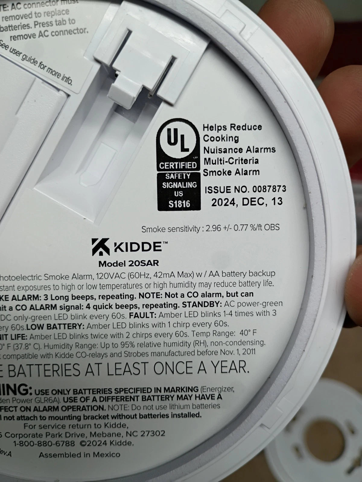 2PK Kidde 20SAR, Detect smoke alarm, Inter Connected Hardwired w/Battery, OB