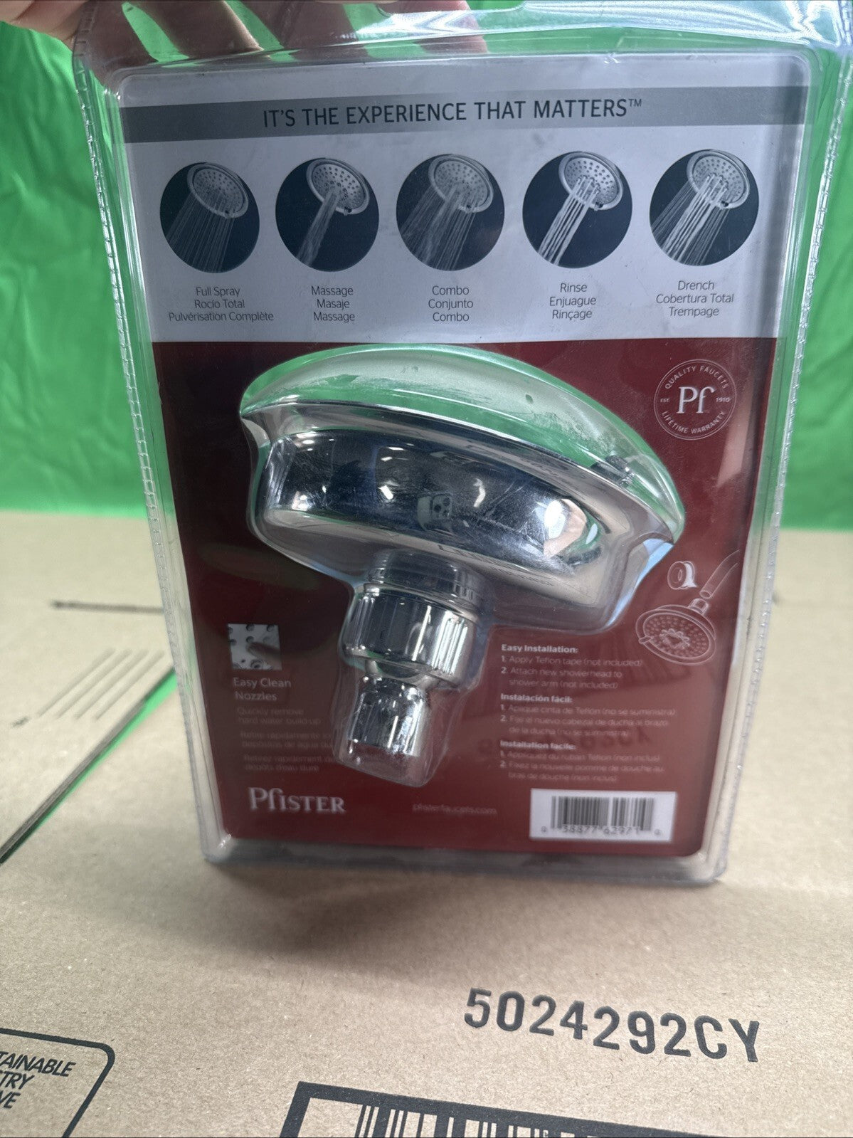 Pfister Universal 5-Spray Wall Mount Shower Head Polished Chrome 015-WS2-TD2C