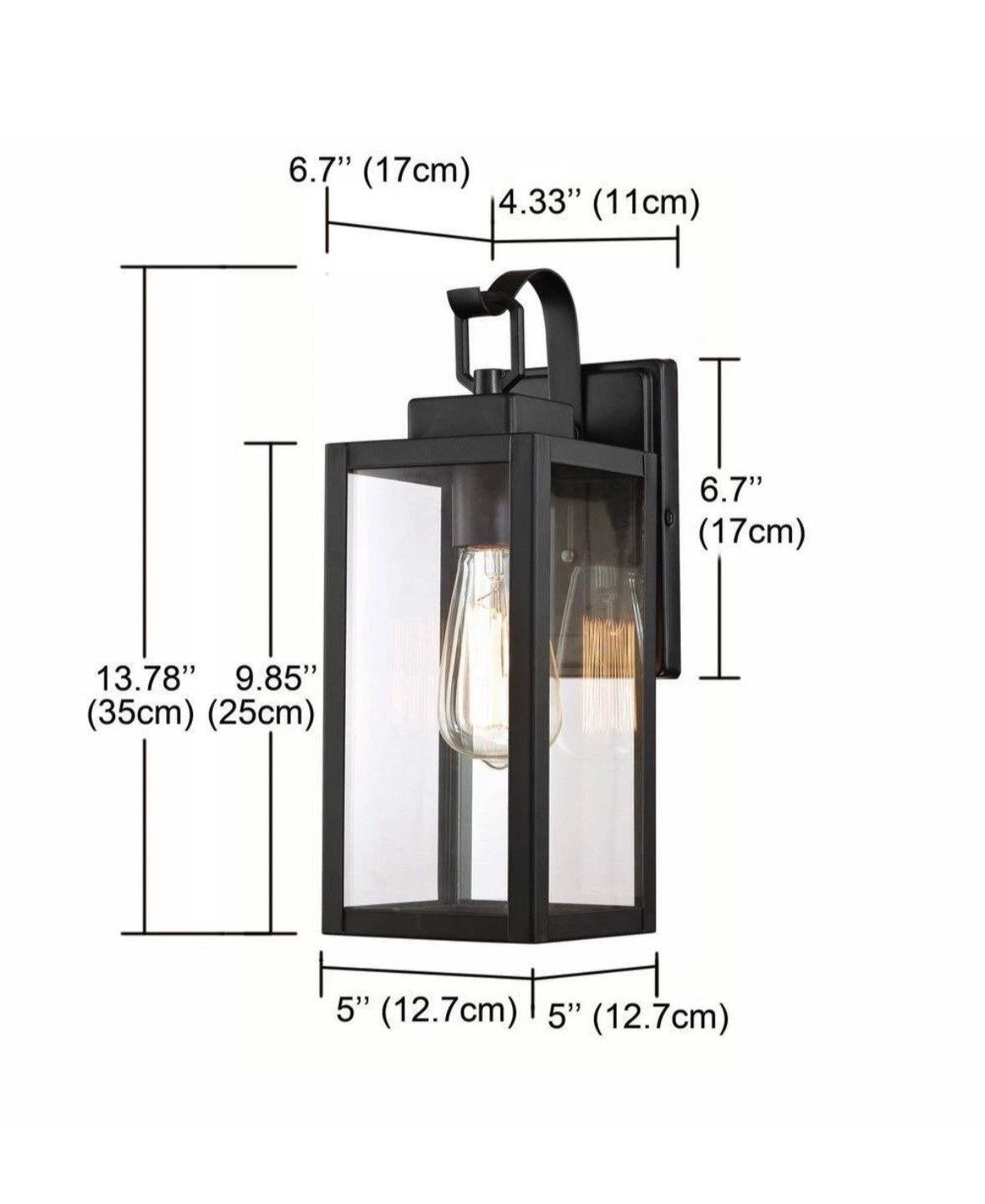 Pia Ricco 1- Light Matte Black Outdoor Wall Lantern Sconce with Clear Glass