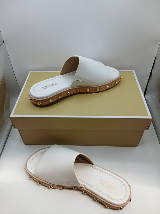 Michael Kors Ellen Slide Leather White Size 5M
