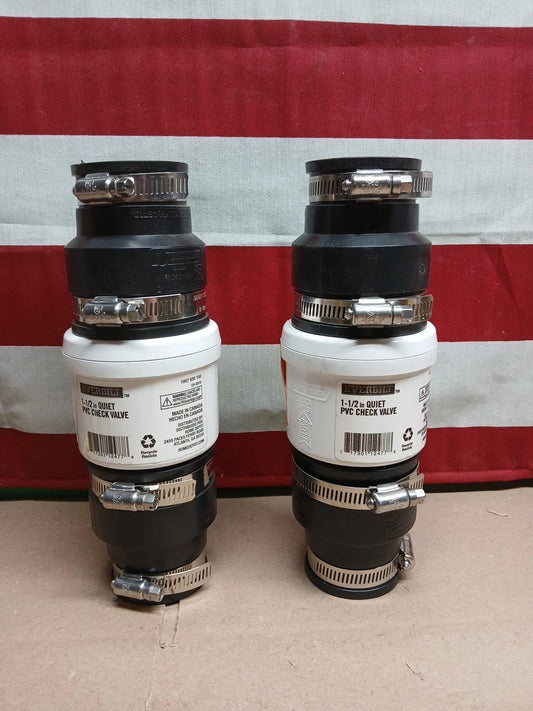 Lot Of 2 Everbilt EV-QV15 1-1/2 PVC Check Valve Black White Fernco Connect
