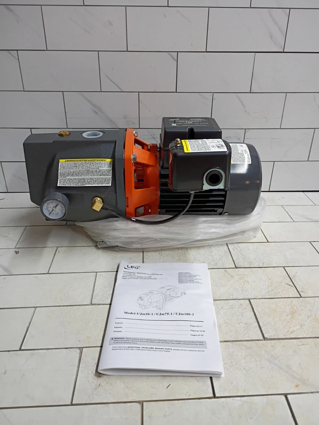 Leo UJm75-1, 3/4 HP 115/230-Volt Cast Iron Shallow Well Jet Pump, Open Box,