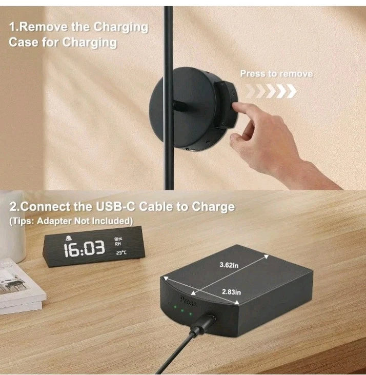 2-PACK Battery Operated Wall Sconces with Remote 3 Color Temps 350° Rotate OB