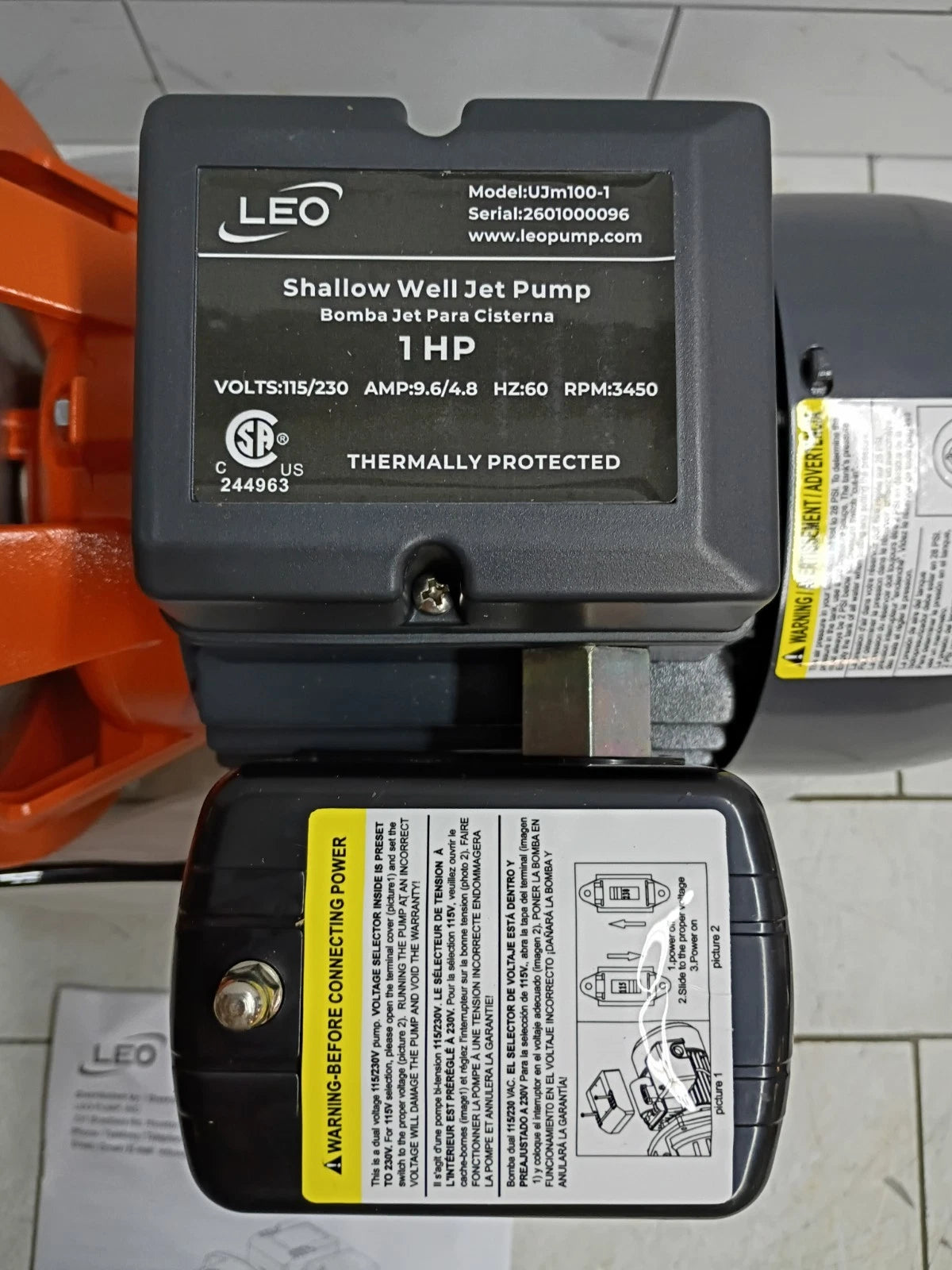 Leo UJm75-1, 3/4 HP 115/230-Volt Cast Iron Shallow Well Jet Pump, Open Box,