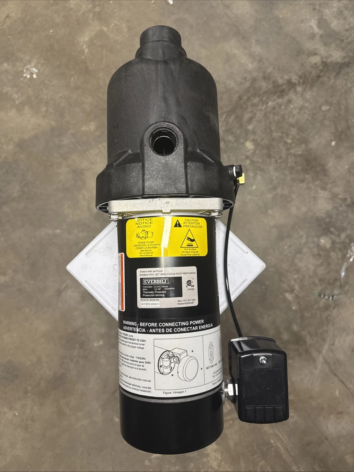 Everbilt 1/2 HP Shallow Well Jet Pump 1011677535 Read Description