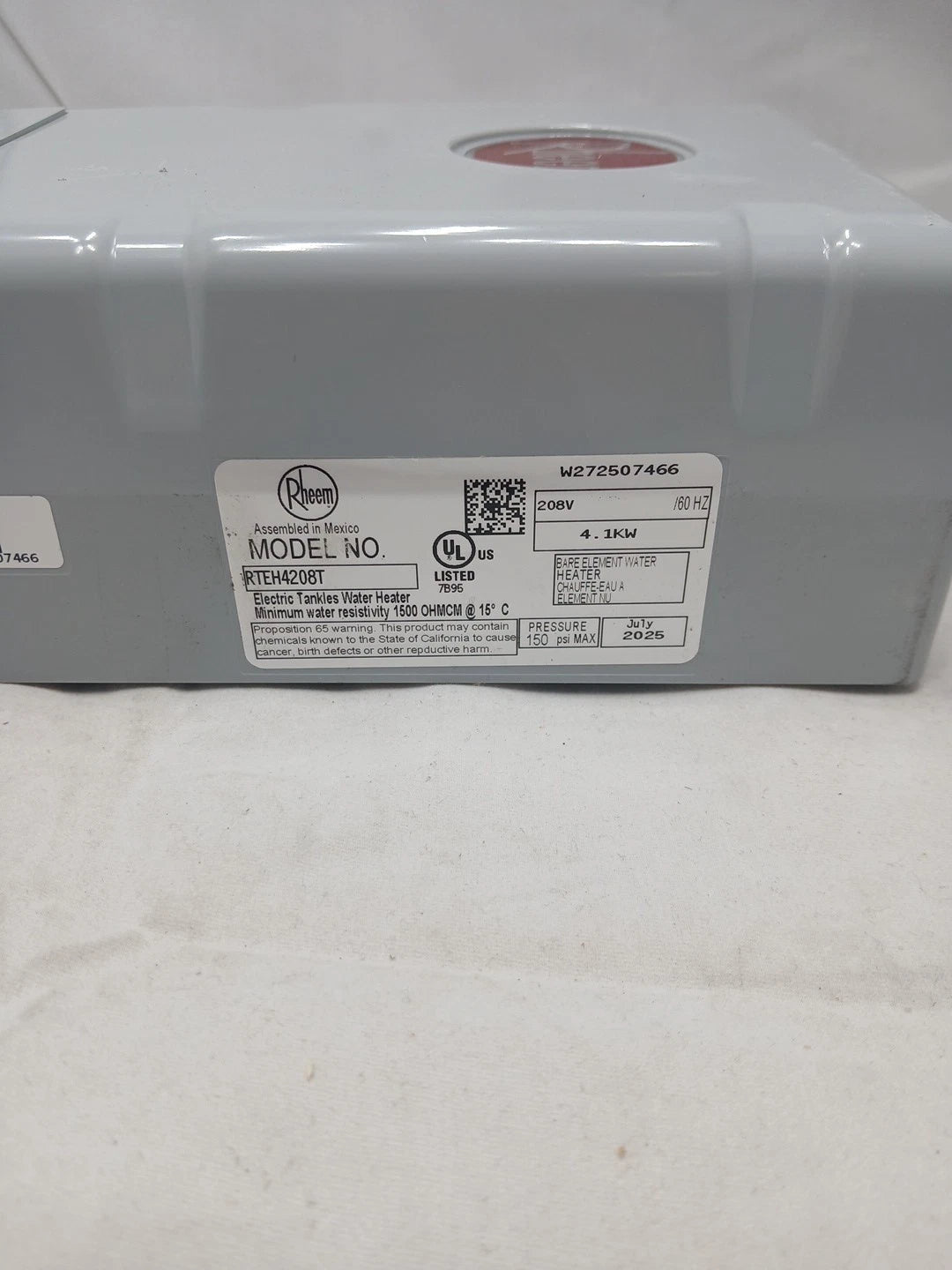 Rheem4.1 kW, 208-Volt Non-Thermostatic Tankless Electric Water Heater,...