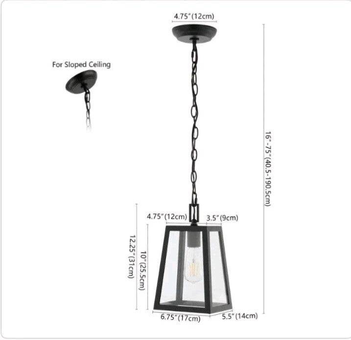 JONATHAN Y Glendale 6.75 in. Black Outdoor Industrial Farmhouse Pendant Light OB