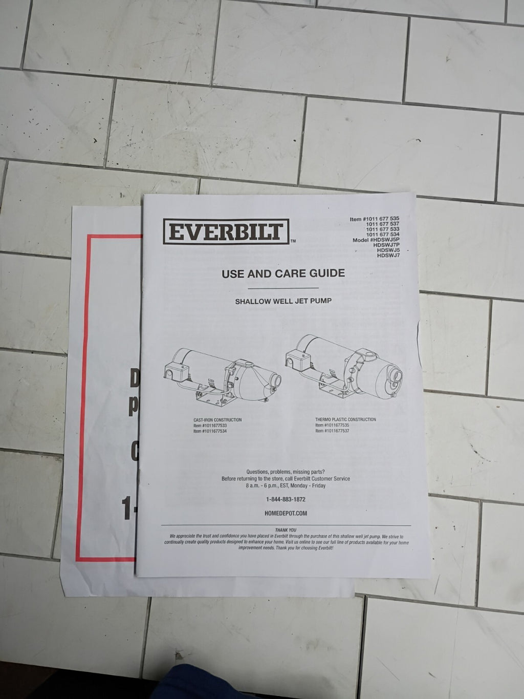 Everbilt HDSWJ5P 1/2 HP Plastic Shallow Well Jet Pump New Open Box