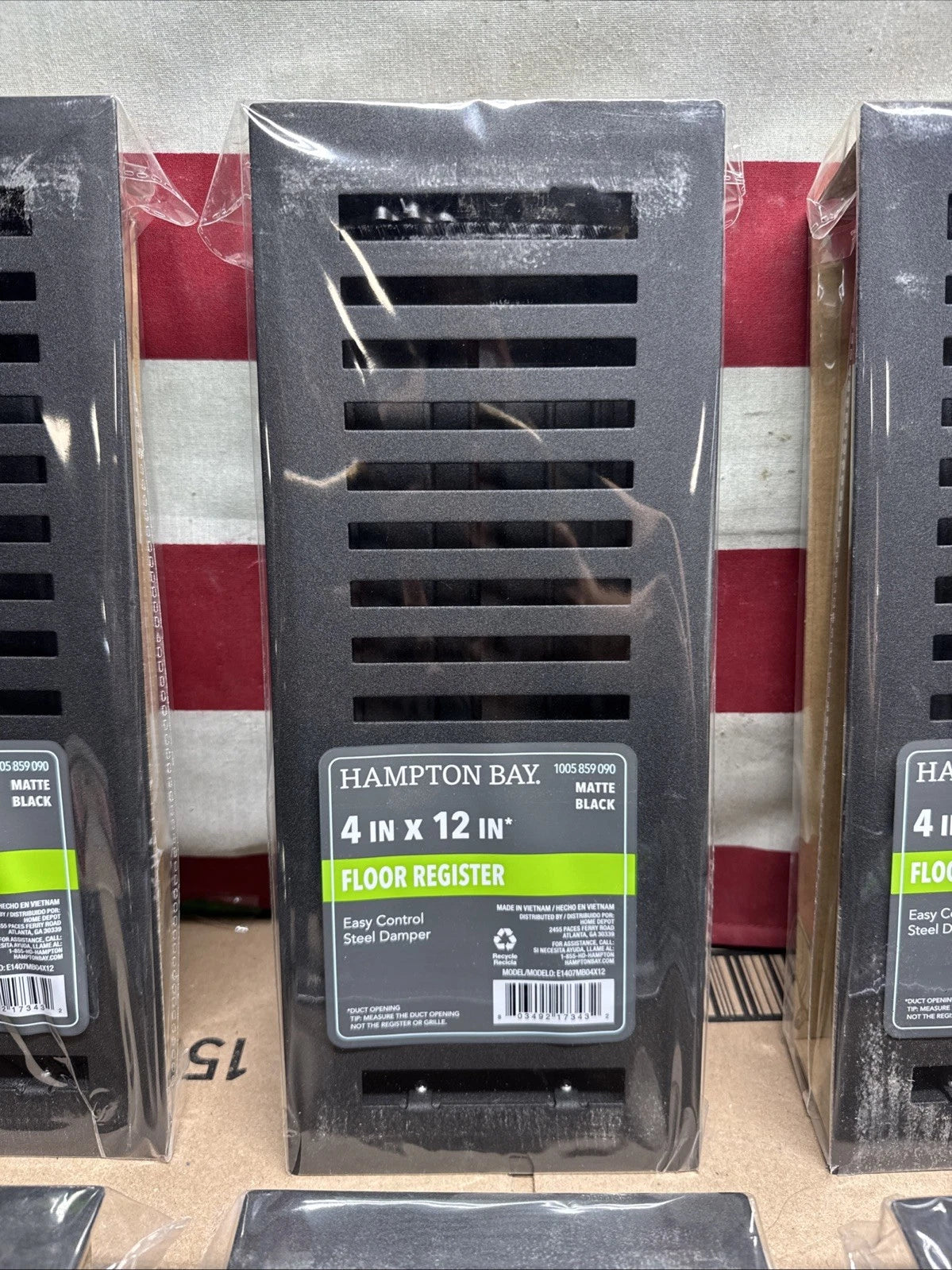 8-Pack Hampton Bay 4 in. x 12 in. Steel Floor Register in Matte Black Finish,NEW