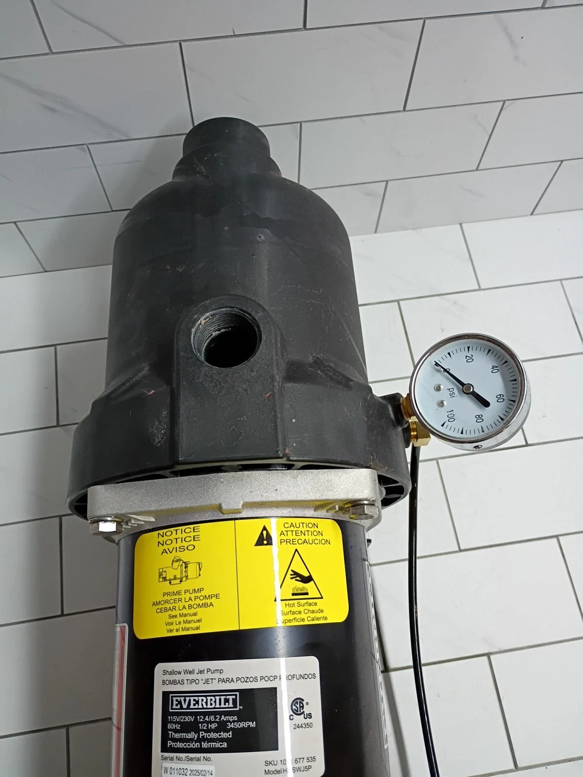 Everbilt HDSWH5P 1/2 HP Plastic Shallow Well Jet Pump FOR PARTS ONLY.