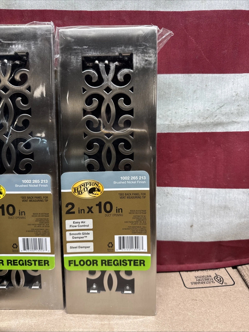 Lot Of 9 Classic Scroll 2 in. x 10 in. Steel Floor Register in Brushed Nickel