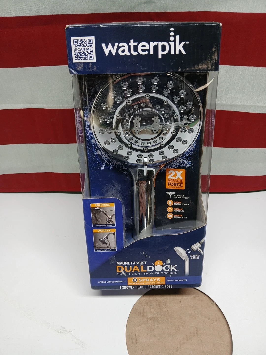 Waterpik 8-Spray Wall Mount Magnet Assist Multi Height Handheld Shower Head