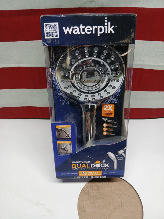Waterpik 8-Spray Wall Mount Magnet Assist Multi Height Handheld Shower Head