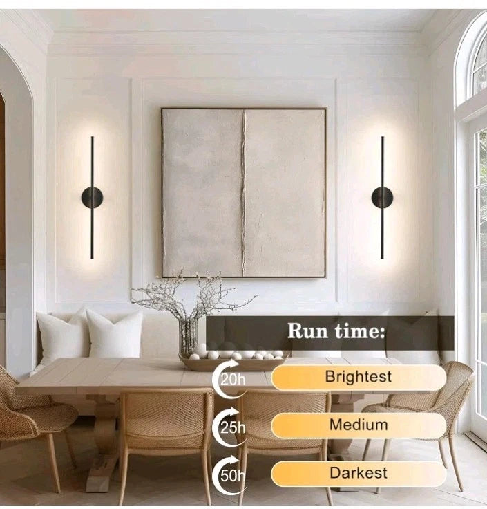 2-PACK Battery Operated Wall Sconces with Remote 3 Color Temps 350° Rotate OB