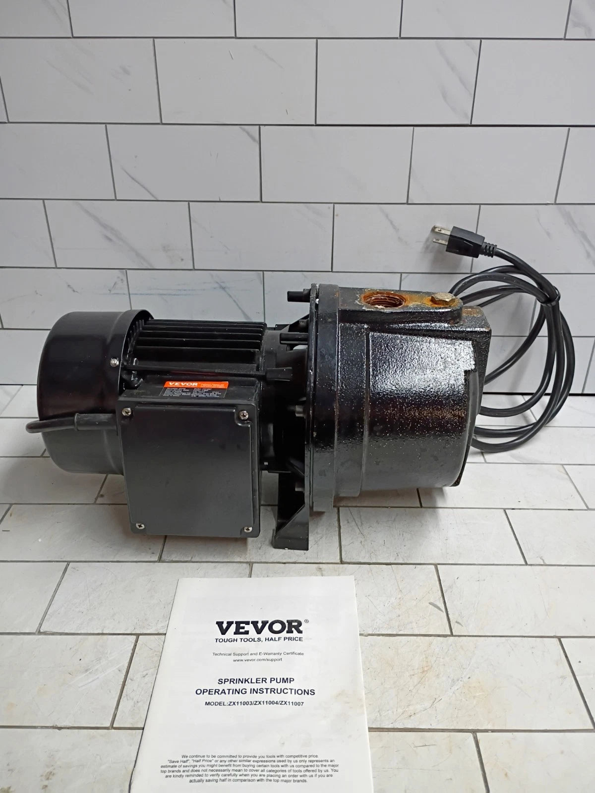 VEVOR ZX11007 1 HP Sprinkler Pump 16.6 GPM Max Flow 131' Max, Parts Only