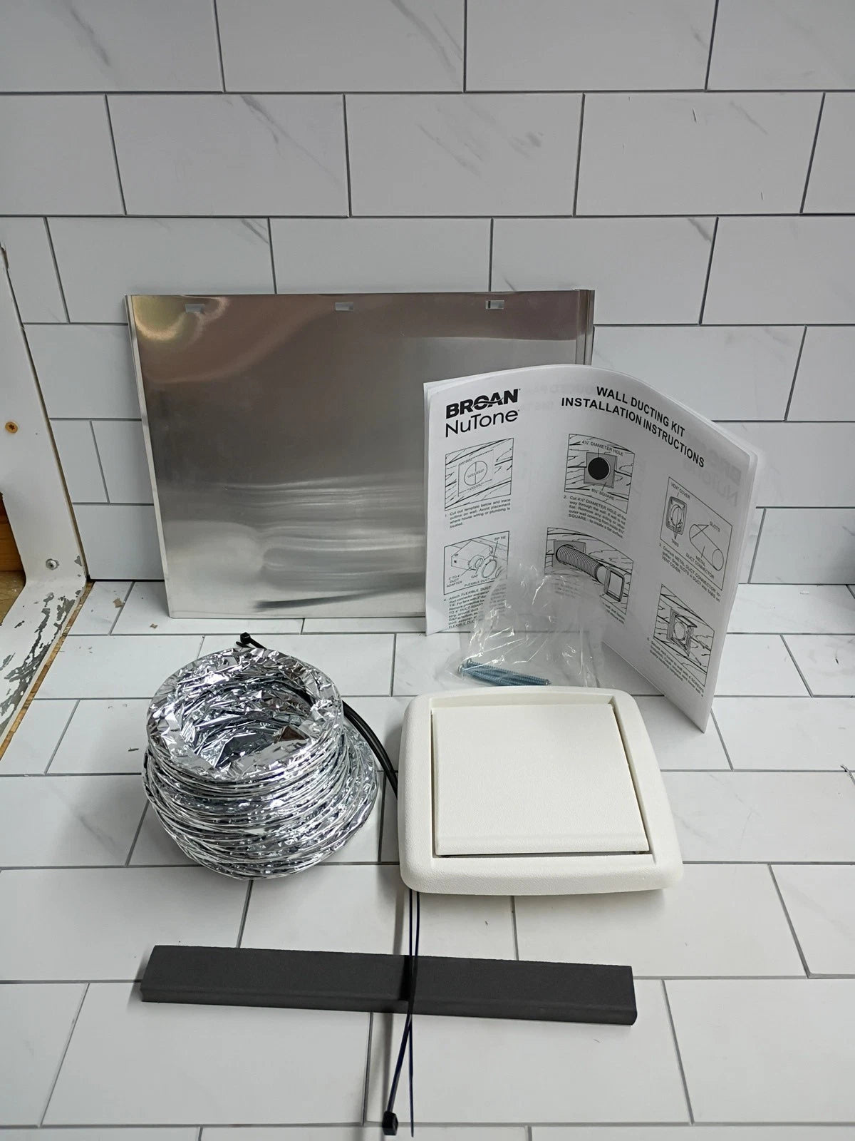 Broan-NuTone WVK2A Flexible Wall Ducting Kit White Vent 3"x4" New Open Box