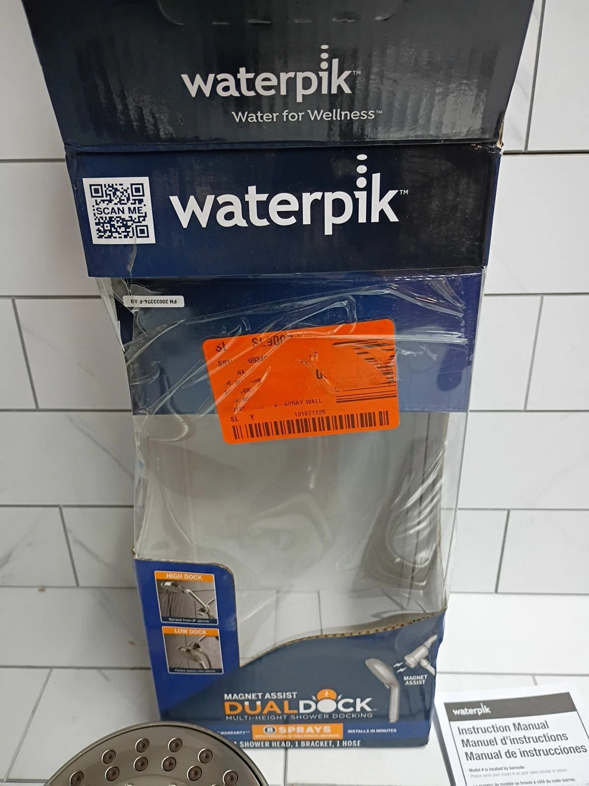 Waterpik 8-Spray Magnet Assist Handheld Shower Head – Brushed Nickel, OB Read