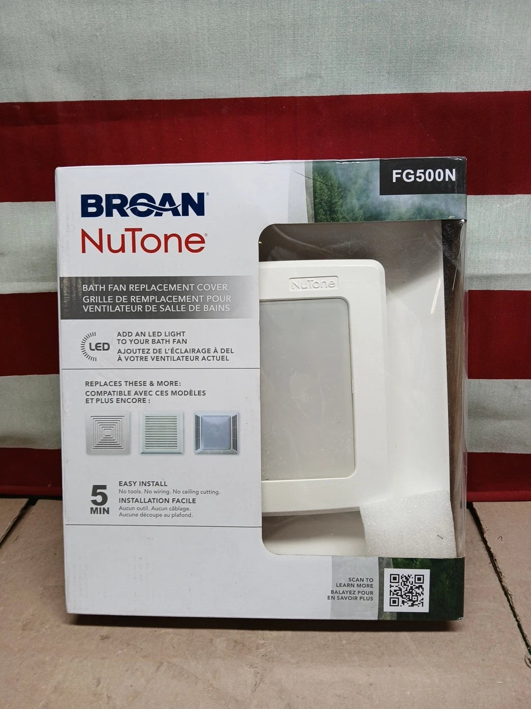 Broan NuTone Bathroom Fan Replacement Cover with Light FG500N in White