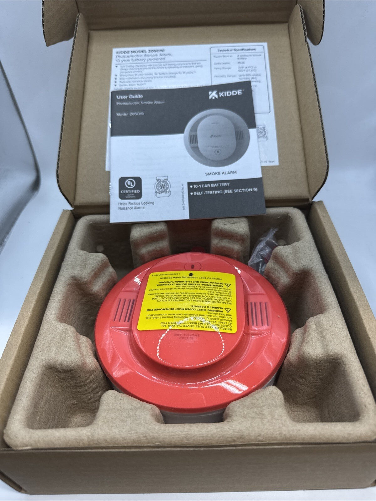 Kidde Smoke Detector 10 Year Battery Powered LED Warning Light Indicators 20SD10