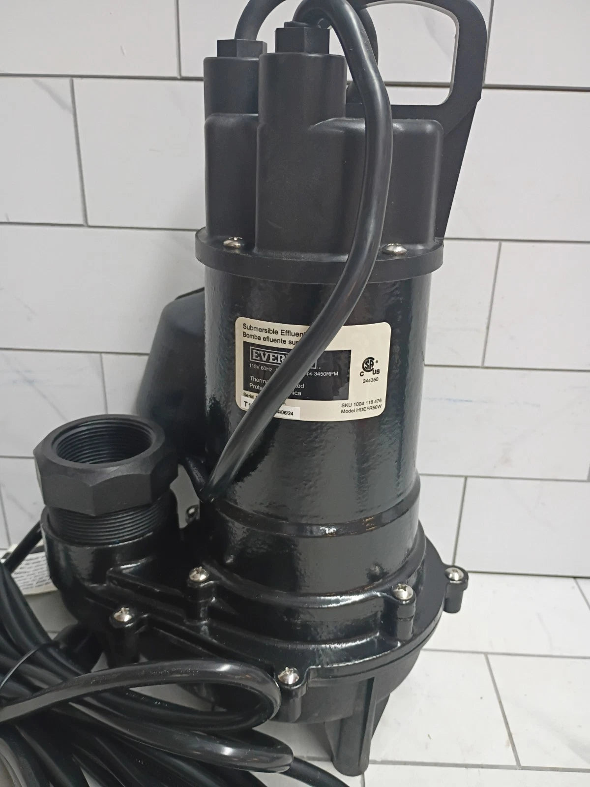 Everbilt HDEFR50W 1/2 HP Effluent Pump. Open Box.