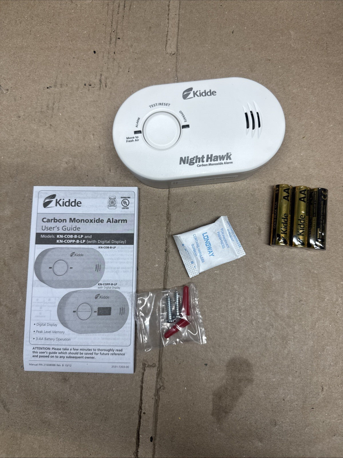 3PK Kidde KN-COB-B-LP Nighthawk Carbon Monoxide Alarm- Battery Operated 21029508