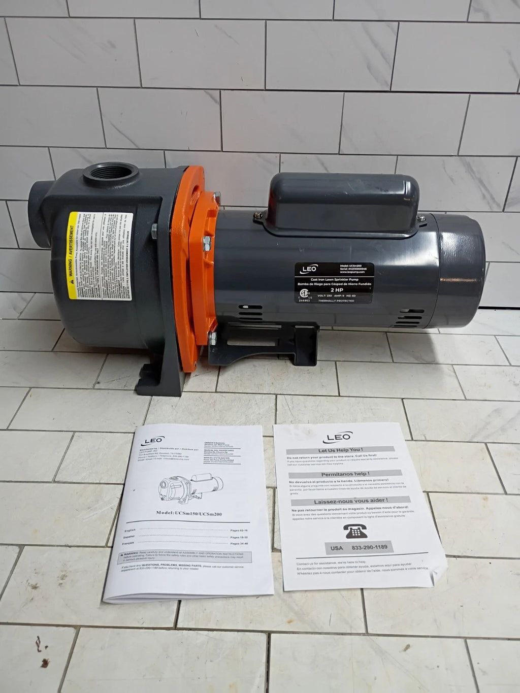 Leo UCSm200 2 hp Lawn Sparkler Pump Model Ucsm150 New Open Box.
