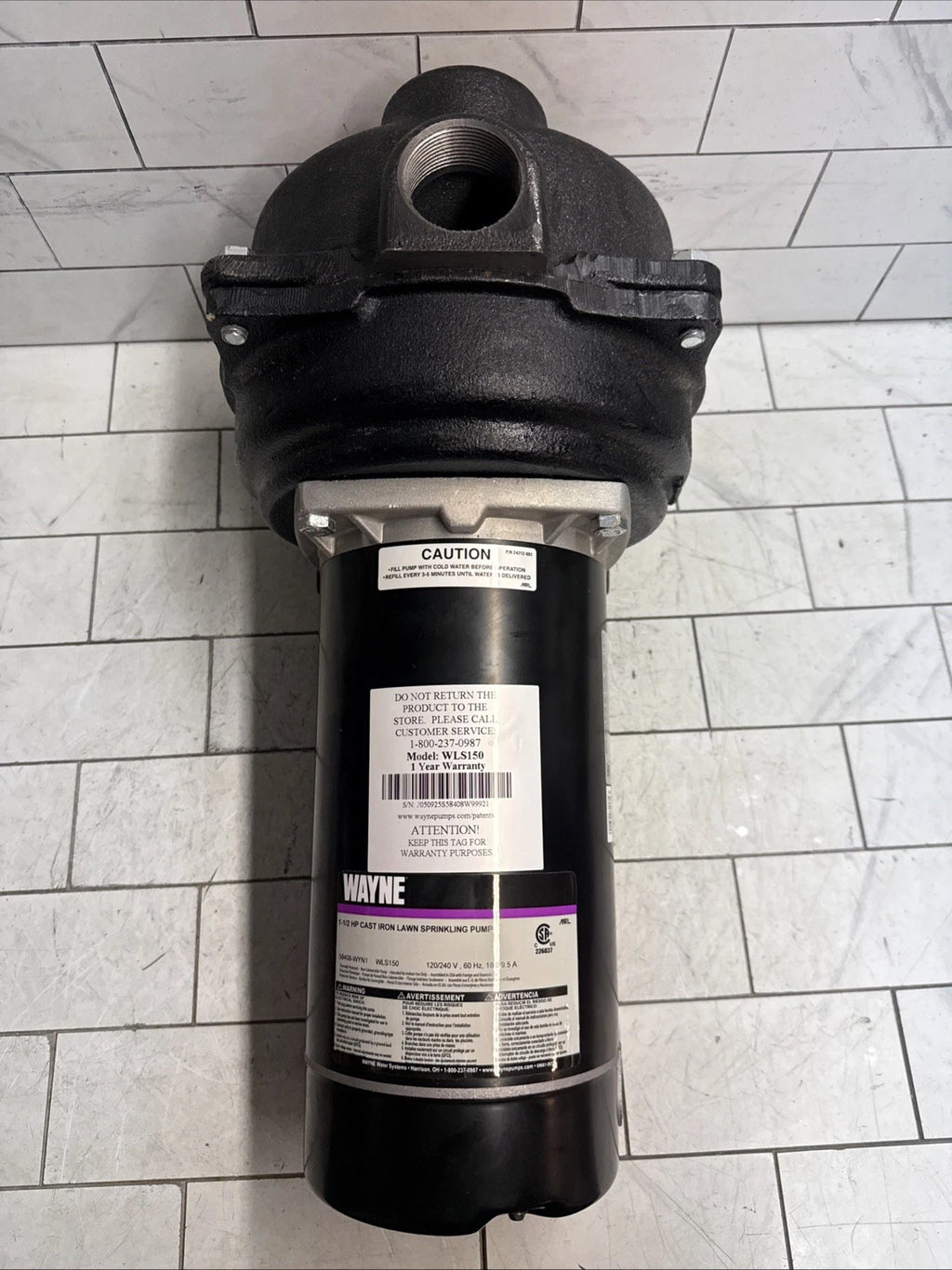 Wayne WLS150 1-1/2 HP Cast Iron Quick-Prime Lawn-irrigation Sprinkler Pump. NOB