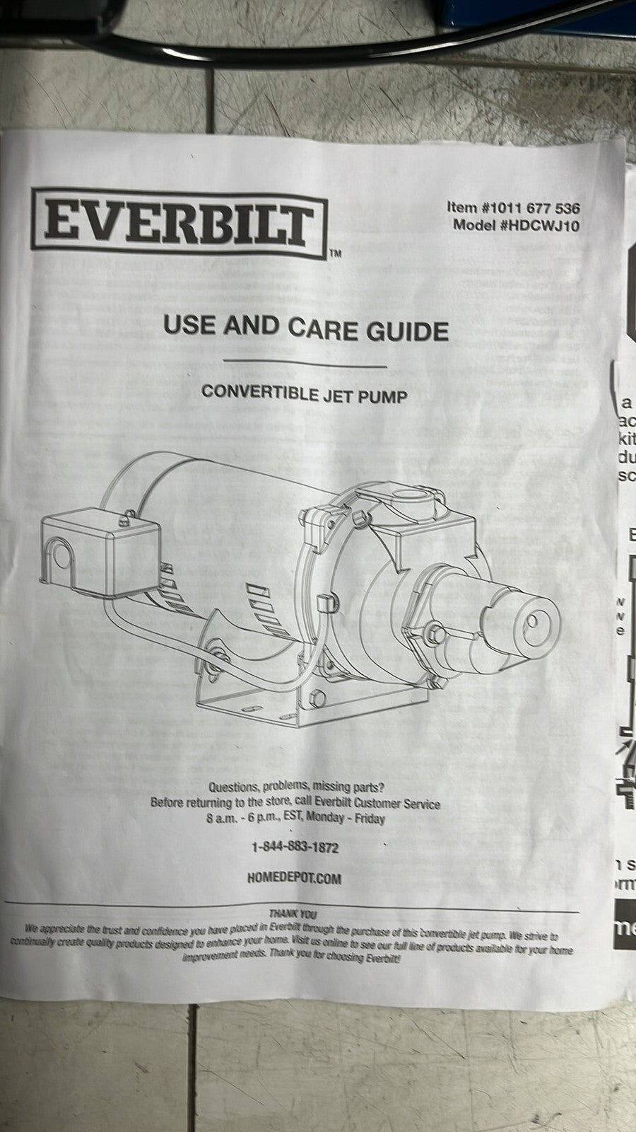 Everbilt HDCWJ10 1HP Professional Convertible Jet Pump NEW OPEN BOX