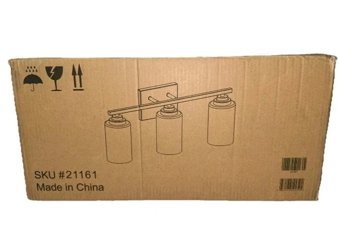 KAWOTI 22 in. 3-Light Black Vanity Light with Clear Glass Shade Open Box