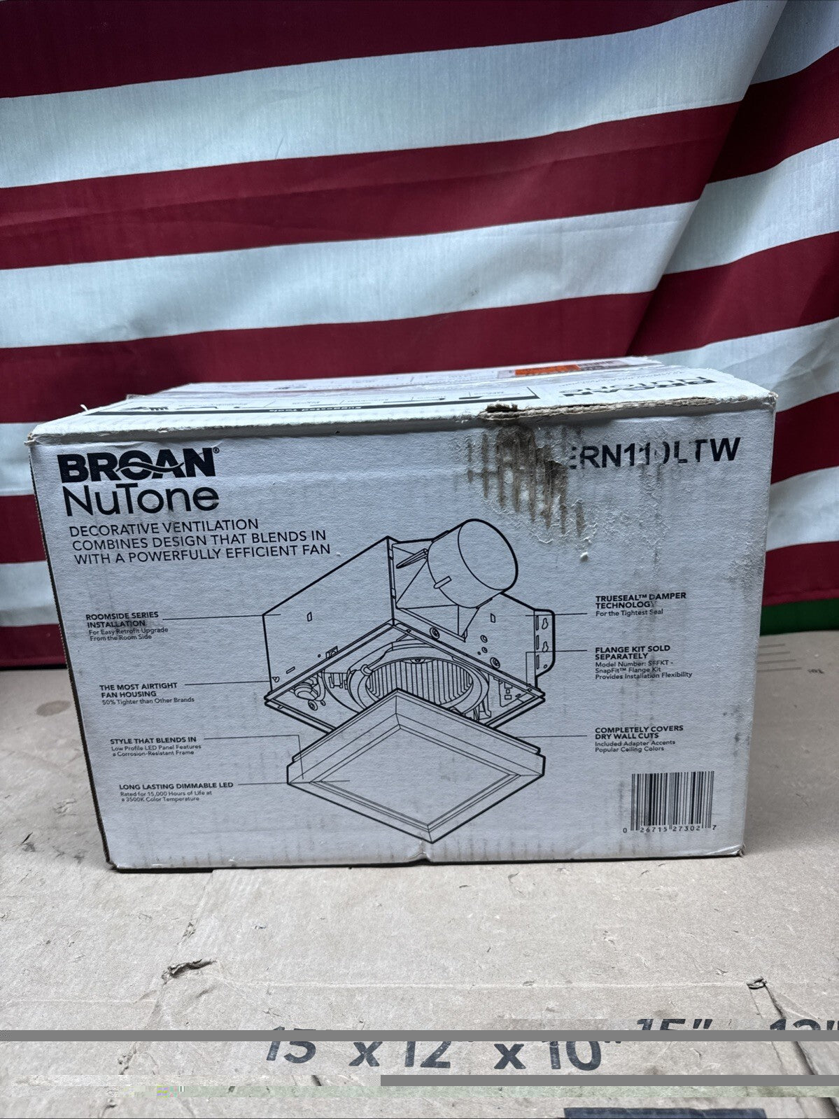 110 CFM Exhaust Fan LED Light Broan NuTone Bathroom Ceiling AERN110LTW