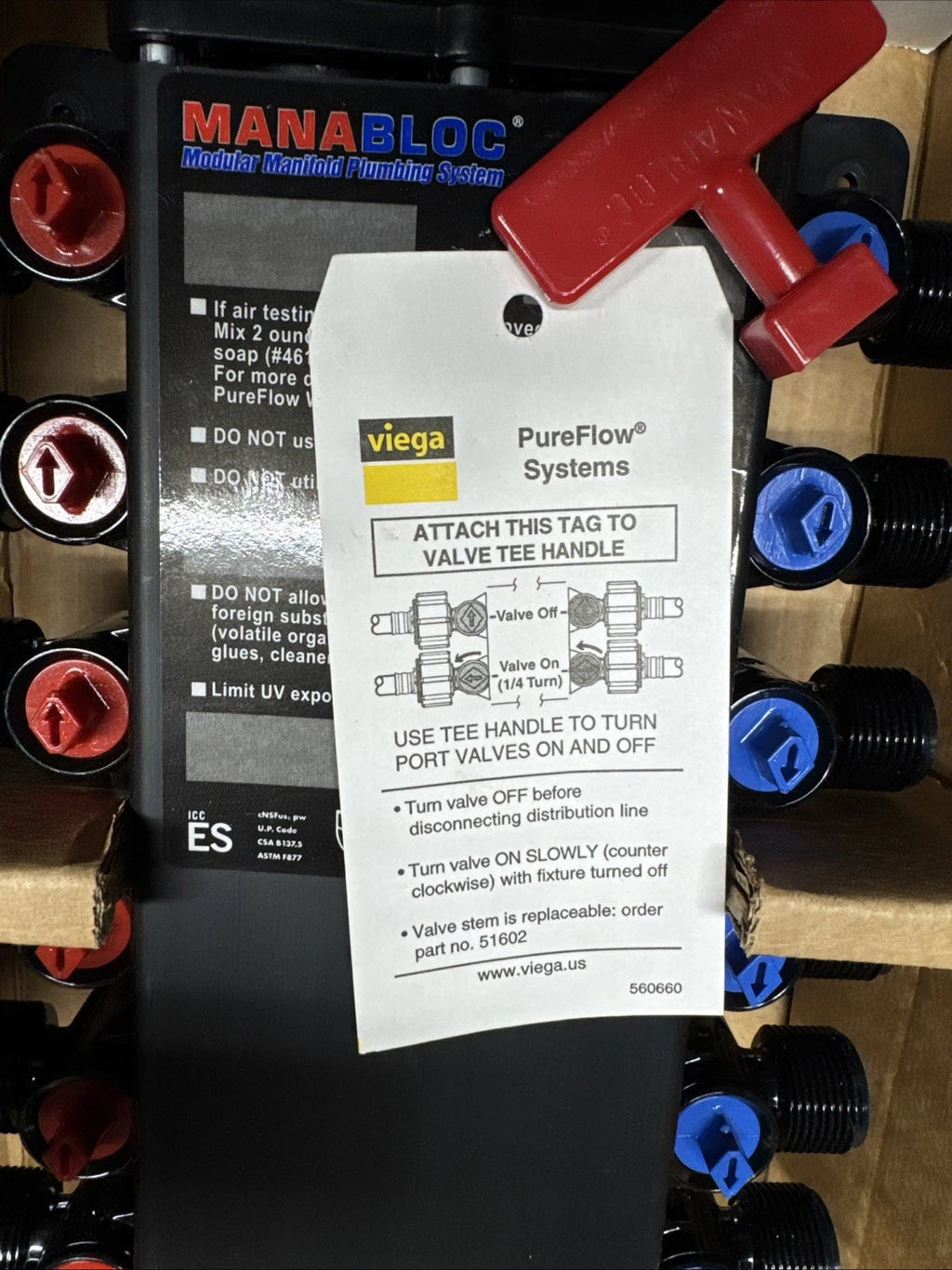 Viega Manabloc 1/2” Press x 36 Port Distribution Manifold 14 Hot V5040.6